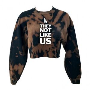 THEY NOT LIKE US Kendrick Acid Wash Crop Top Long Sleeve Crewneck Sweatshirt Rap